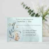 Autumn Blue Mushrooms RSVP Kaartje (Staand voorkant)