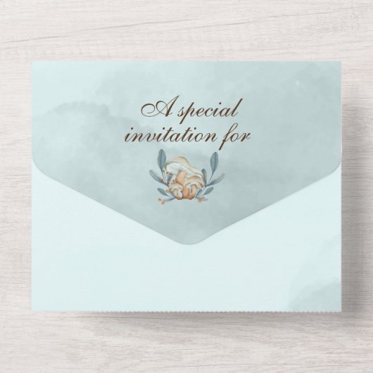 Autumn Blue Pumpkin en Ginkgo Wedding All In One Uitnodiging (Achterkant)