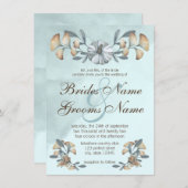 Autumn Blue Pumpkin en Ginkgo Wedding Kaart (Voorkant / Achterkant)