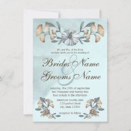 Autumn Blue Pumpkin en Ginkgo Wedding Kaart