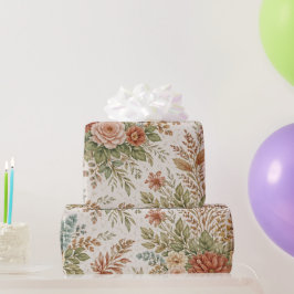 Autumn Blush Garden Floral Pattern Cadeaupapier