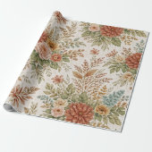 Autumn Blush Garden Floral Pattern Cadeaupapier (Uitgerold)