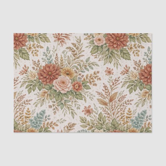 Autumn Blush Garden Floral Pattern Tissuepapier (Voorkant)