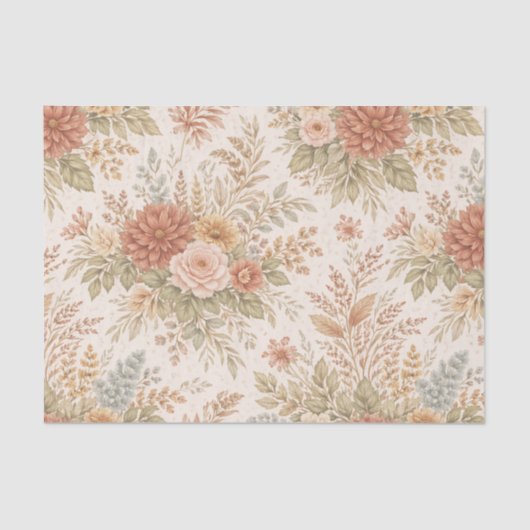 Autumn Blush Garden Floral Pattern Tissuepapier (Voorkant)
