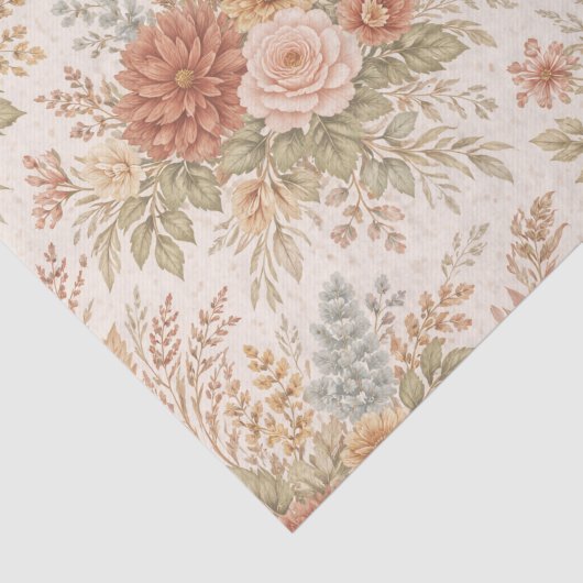 Autumn Blush Garden Floral Pattern Tissuepapier (Detail)