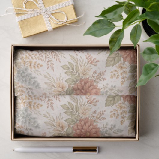 Autumn Blush Garden Floral Pattern Tissuepapier (Geschenk)