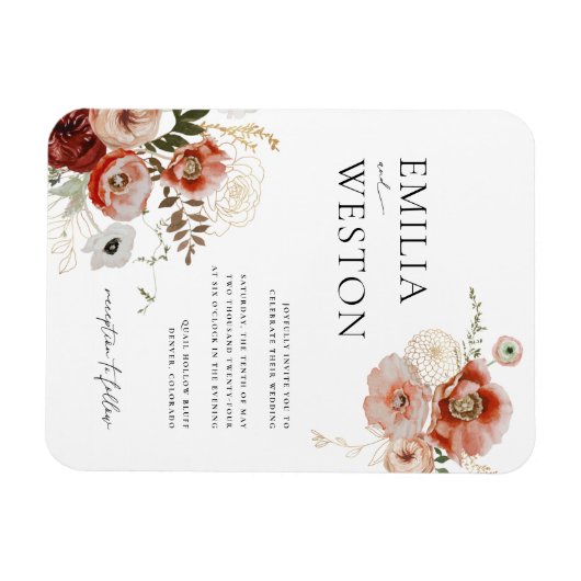 Autumn Bohemian Fall Wedding Invitation Magnet Magneet (Horizontaal)
