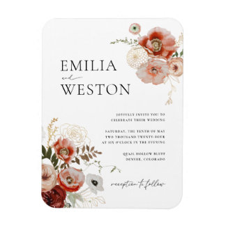 Autumn Bohemian Fall Wedding Invitation Magnet Magneet