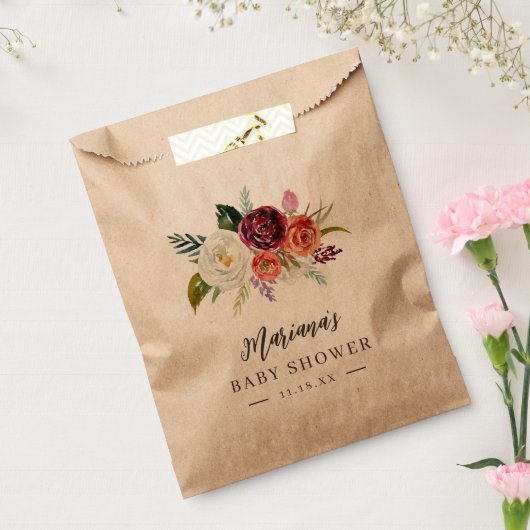 Autumn Boho bloeit gepersonaliseerd Baby shower Bedankzakje (Gezegeld)