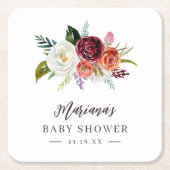 Autumn Boho bloeit gepersonaliseerd Baby shower Kartonnen Onderzetters (Voorkant)