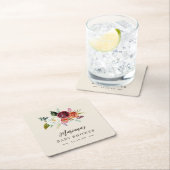 Autumn Boho bloeit gepersonaliseerd Baby shower Kartonnen Onderzetters (Insitu)