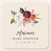 Autumn Boho bloeit gepersonaliseerd Baby shower Kartonnen Onderzetters (Voorkant)