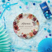 Autumn Boho bloeit gepersonaliseerd Baby shower Papieren Bordje (Feest)