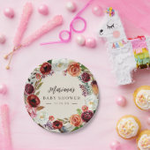 Autumn Boho bloeit gepersonaliseerd Baby shower Papieren Bordje (Feest)