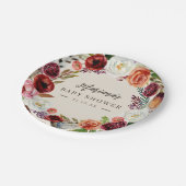 Autumn Boho bloeit gepersonaliseerd Baby shower Papieren Bordje (Gekanteld)