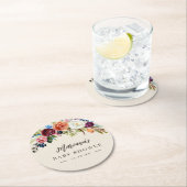 Autumn Boho bloeit gepersonaliseerd Baby shower Ronde Kartonnen Onderzetter (Insitu)