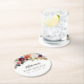 Autumn Boho bloeit gepersonaliseerd Baby shower Ronde Kartonnen Onderzetter (Insitu)