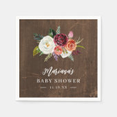 Autumn Boho bloeit gepersonaliseerd Baby shower Servet (Voorkant)