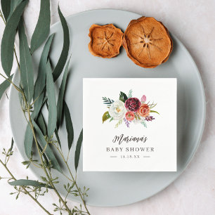 Autumn Boho bloeit gepersonaliseerd Baby shower Servet