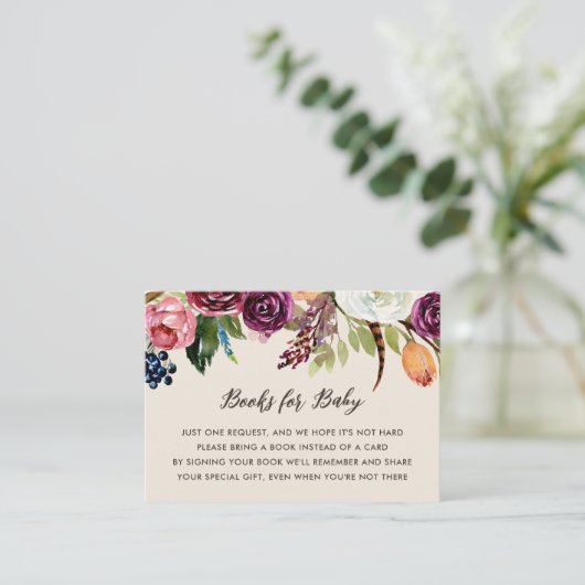 Autumn Boho Blooms Baby shower Book Request Informatiekaartje (Staand voorkant)