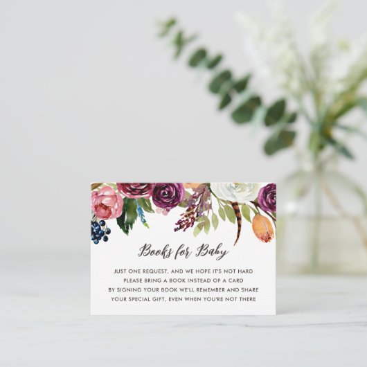 Autumn Boho Blooms Baby shower Book Request Informatiekaartje (Staand voorkant)