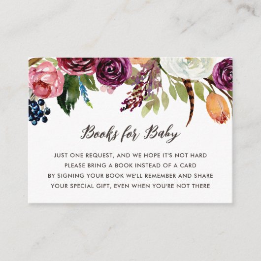 Autumn Boho Blooms Baby shower Book Request Informatiekaartje (Voorkant)