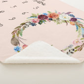 Autumn Boho Blooms Monogram Baby Milestone Foto Sherpa Deken (3/4)