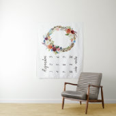 Autumn Boho Blooms Monogram Baby Milestone Foto Wandkleed (In situ)