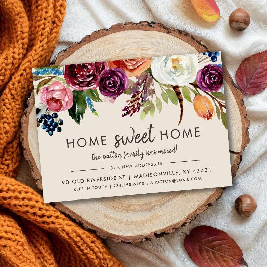 Autumn Boho Blooms Nieuw adres Bewegende Aankondig Aankondiging