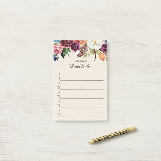 Autumn Boho Blooms op persoonlijke titel Post-it® Notes (Op bureau)