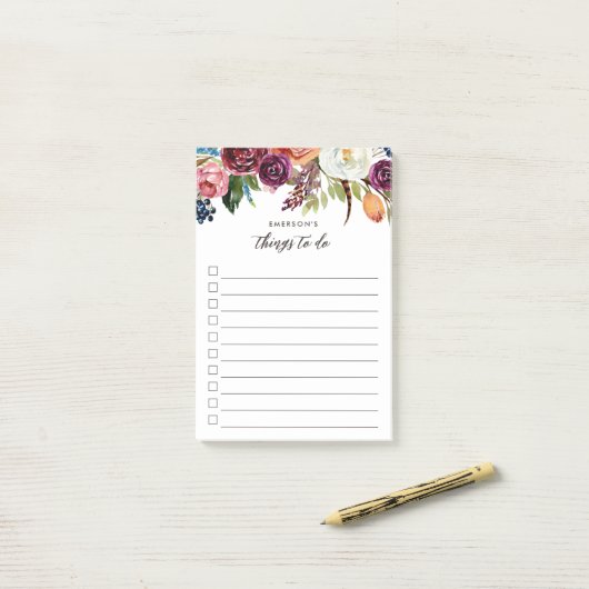 Autumn Boho Blooms op persoonlijke titel Post-it® Notes (Op bureau)