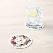 Autumn Boho Blooms Persoonlijke Thanksgiving Ronde Kartonnen Onderzetter (Insitu)