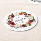 Autumn Boho Blooms Persoonlijke Thanksgiving Ronde Kartonnen Onderzetter (Gebogen)