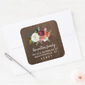 Autumn Boho Blooms Retouradreslabel Vierkante Sticker (Envelop)