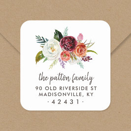 Autumn Boho Blooms Retouradreslabel Vierkante Sticker