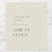 Autumn Boho Deco | Cream Maid of Honor-voorstel Wijn Etiket (Enkel label)