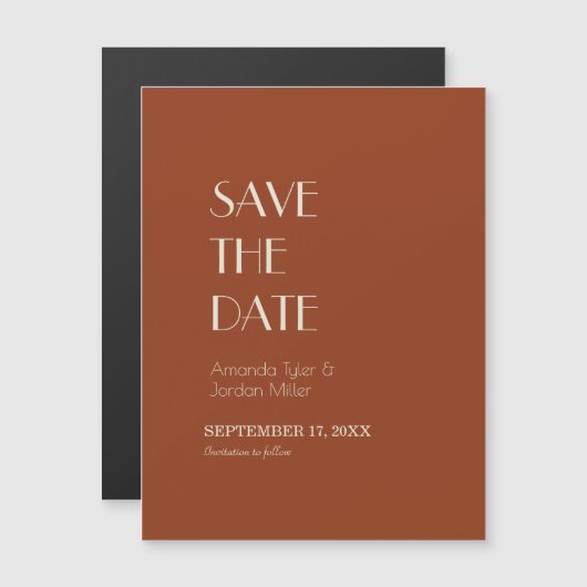 Autumn Boho Deco | Rust Save the Date Magnet Magnetische Uitnodiging (Voorkant / Achterkant)