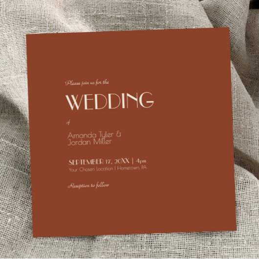 Autumn Boho Deco | Rust Square All One Wedding Kaart