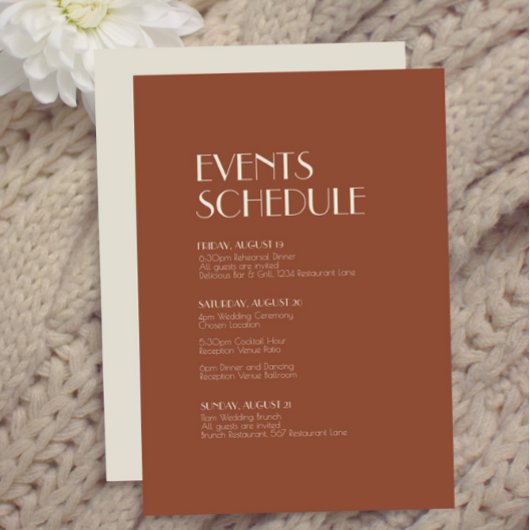 Autumn Boho Deco | Rust Weddenschap Informatiekaartje