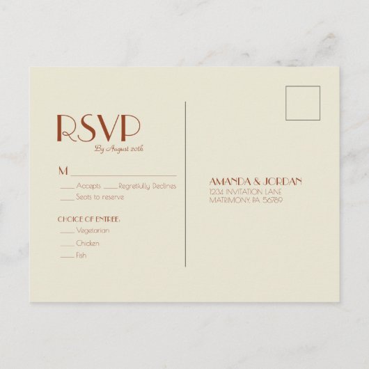 Autumn Boho Deco | Rust Wedding RSVP Uitnodiging Briefkaart (Achterkant)