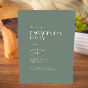 Autumn Boho Deco Sage Green Engagement Party Kaart