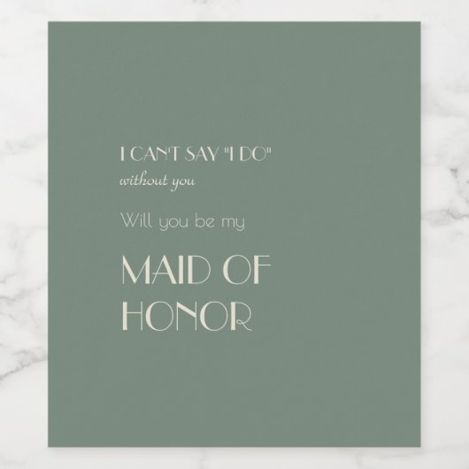 Autumn Boho Deco Sage Green Maid of Honor proposal Wijn Etiket (Enkel label)