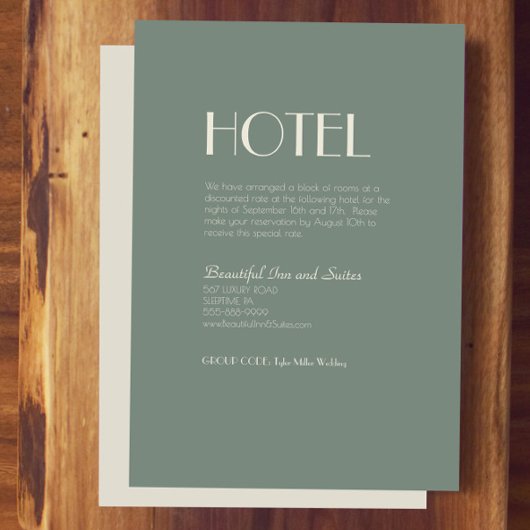Autumn Boho Deco | Sage Green Wedding Hotel Informatiekaartje