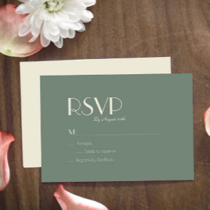 Autumn Boho Deco Sage Green Wedding Meal Choice RSVP Kaartje