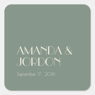 Autumn Boho Deco Sage Green Wedding Seal Sticker