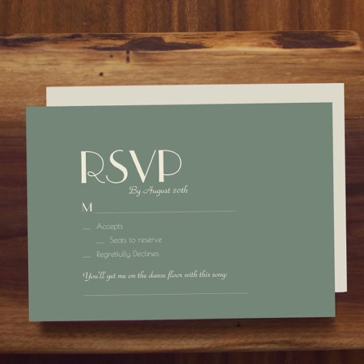 Autumn Boho Deco | Sage Green Wedding Song-verzoek RSVP Kaartje