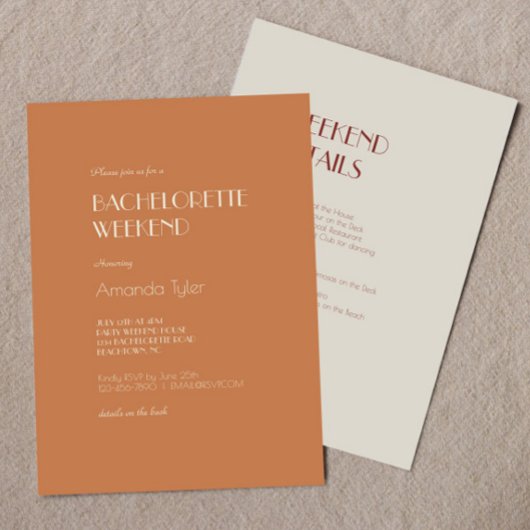 Autumn Boho Deco | Terracotta Bachelorette Weekend Kaart