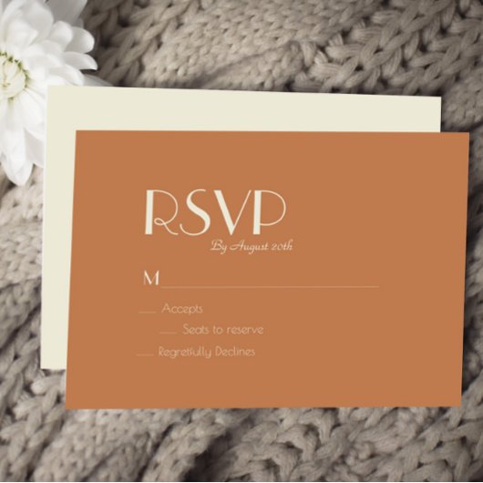Autumn Boho Deco | Terracotta Wedding Meal Choice RSVP Kaartje