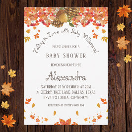 Autumn Boho Floral Falling in Love Baby shower Inv Kaart