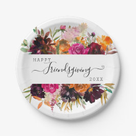 Autumn Boho Floral Friendsgiving Papieren Bordje